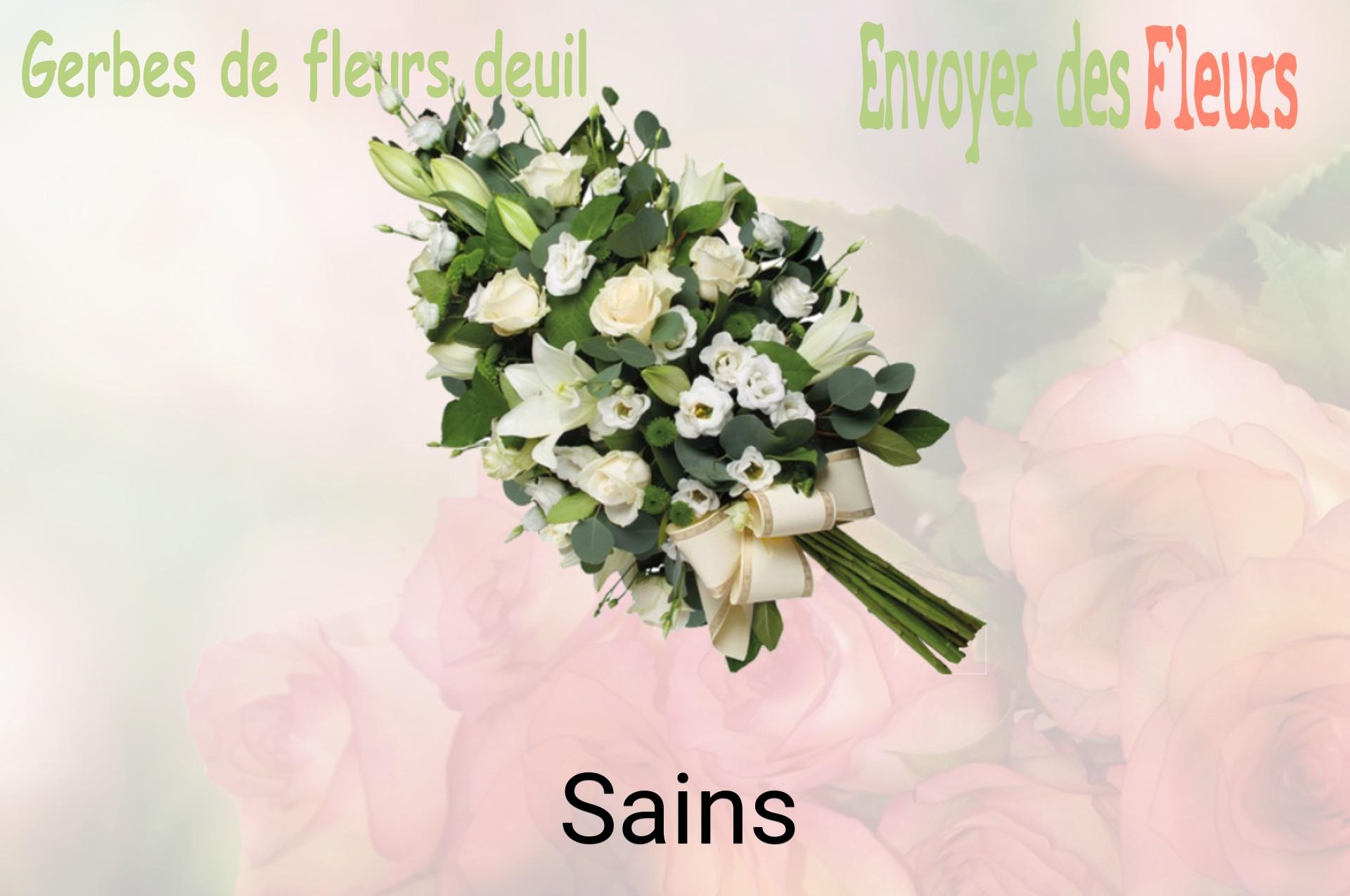 Gerbe de fleurs de deuil livrée à Sains